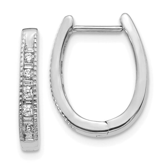 14k White Gold Real Diamond Oval Hinged Hoop Earrings EM5368-025-WA