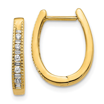 14k Yellow Gold Real Diamond Oval Hinged Hoop Earrings EM5368-025-YA