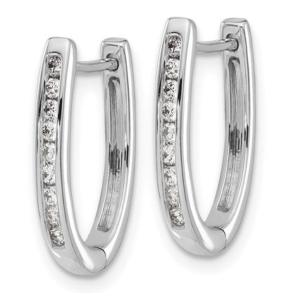 Solid 14k White Gold Simulated CZ Oval Hinged Hoop Earrings