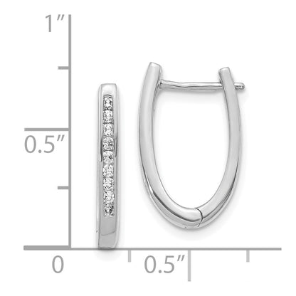 Solid 14k White Gold Simulated CZ Oval Hinged Hoop Earrings