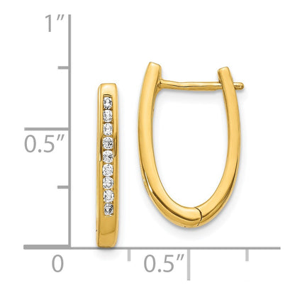 Solid 14k Yellow Gold Simulated CZ Oval Hinged Hoop Earrings