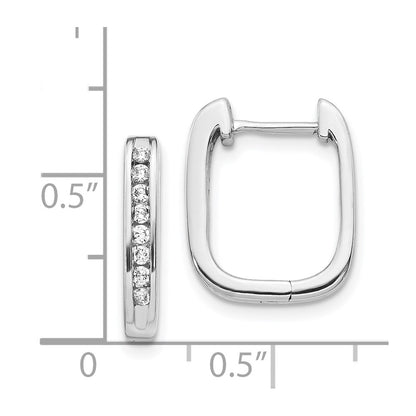 Solid 14k White Gold Simulated CZ Complete Hinged Hoop Earrings