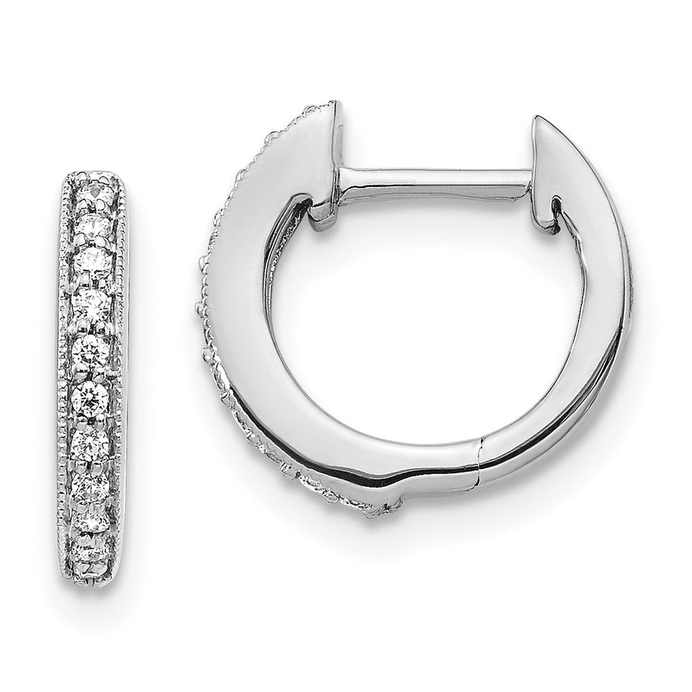 14k White Gold Real Diamond Hinged Hoop Earrings EM5374-013-WA