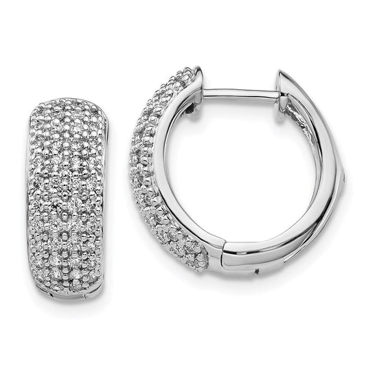 14k White Gold Real Diamond Hinged Hoop Earrings EM5376-062-WA