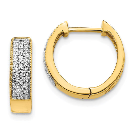 14k Yellow Gold Real Diamond Hinged Hoop Earrings EM5377-025-YA