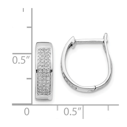 Solid 14k White Gold Simulated CZ Hinged Oval Hoop Earrings