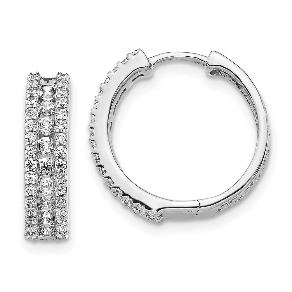 14k White Gold Real Diamond Hinged Hoop Earrings EM5384-088-WA