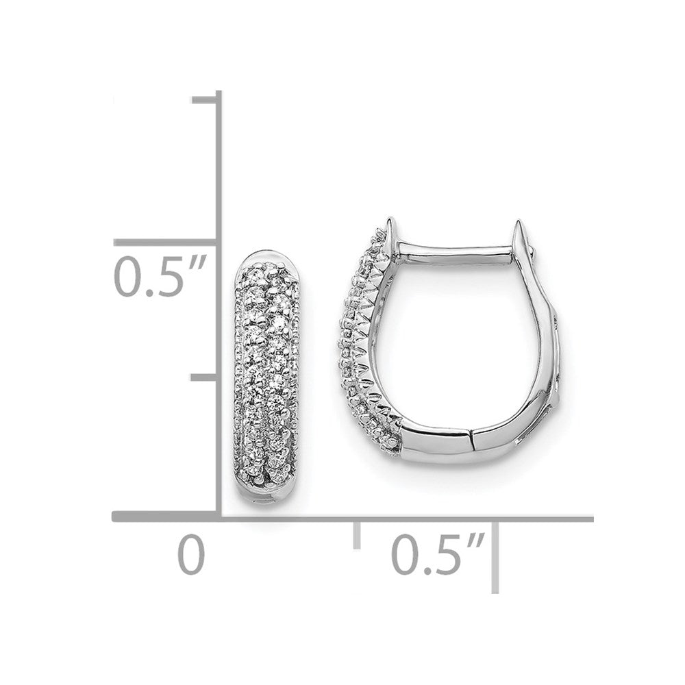 Solid 14k White Gold Polished Simulated CZ Hinged Hoop Earrings