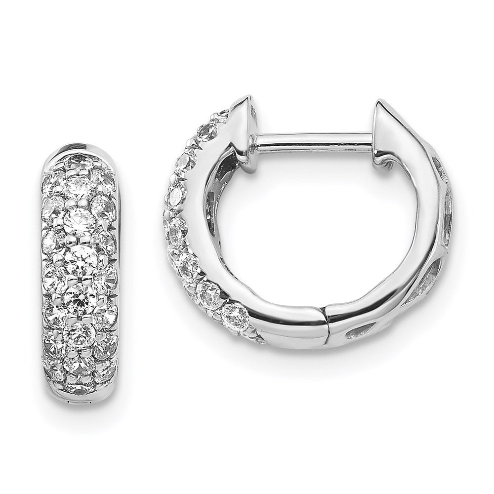 14k White Gold Real Diamond Hinged Hoop Earrings EM5386-062-WA