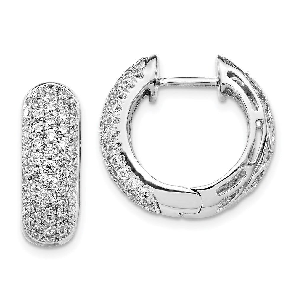 14k White Gold Real Diamond Hinged Hoop Earrings EM5393-175-WA