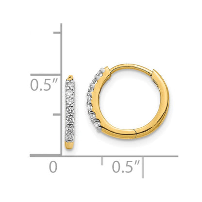 Solid 14k Yellow Gold Simulated CZ Hinged Hoop Earrings