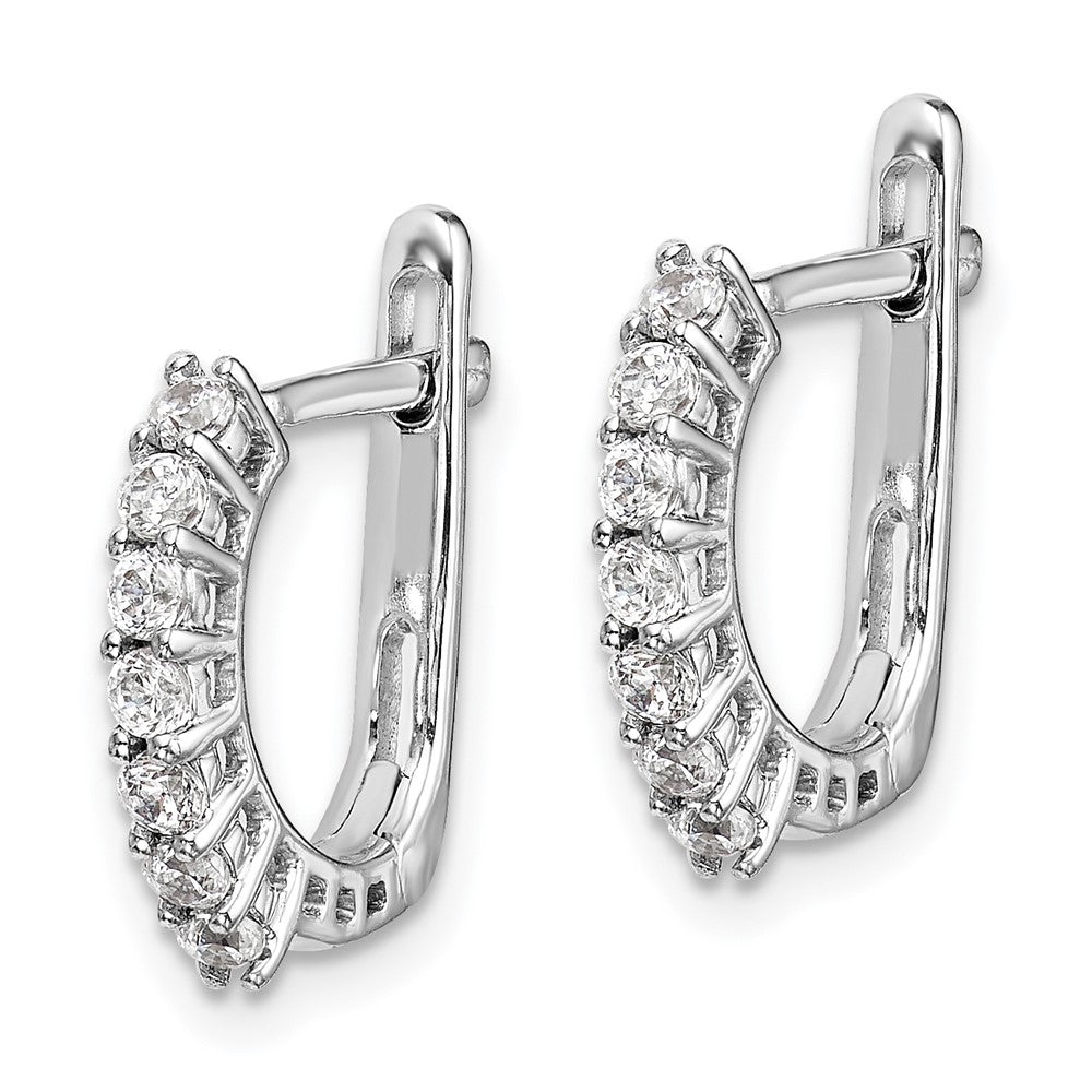 Solid 14k White Gold Fancy Hinged Simulated CZ Earrings