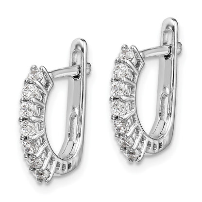 Solid 14k White Gold Fancy Hinged Simulated CZ Earrings
