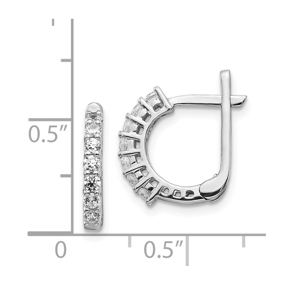 Solid 14k White Gold Fancy Hinged Simulated CZ Earrings