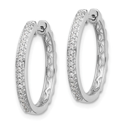 Solid 14k White Gold Simulated CZ 2mm Hinged Hoop Earrings