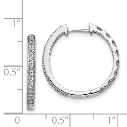 Solid 14k White Gold Simulated CZ 2mm Hinged Hoop Earrings