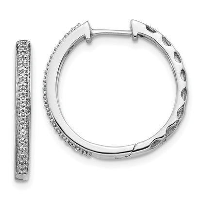 Solid 14k White Gold Simulated CZ 2mm Hinged Hoop Earrings