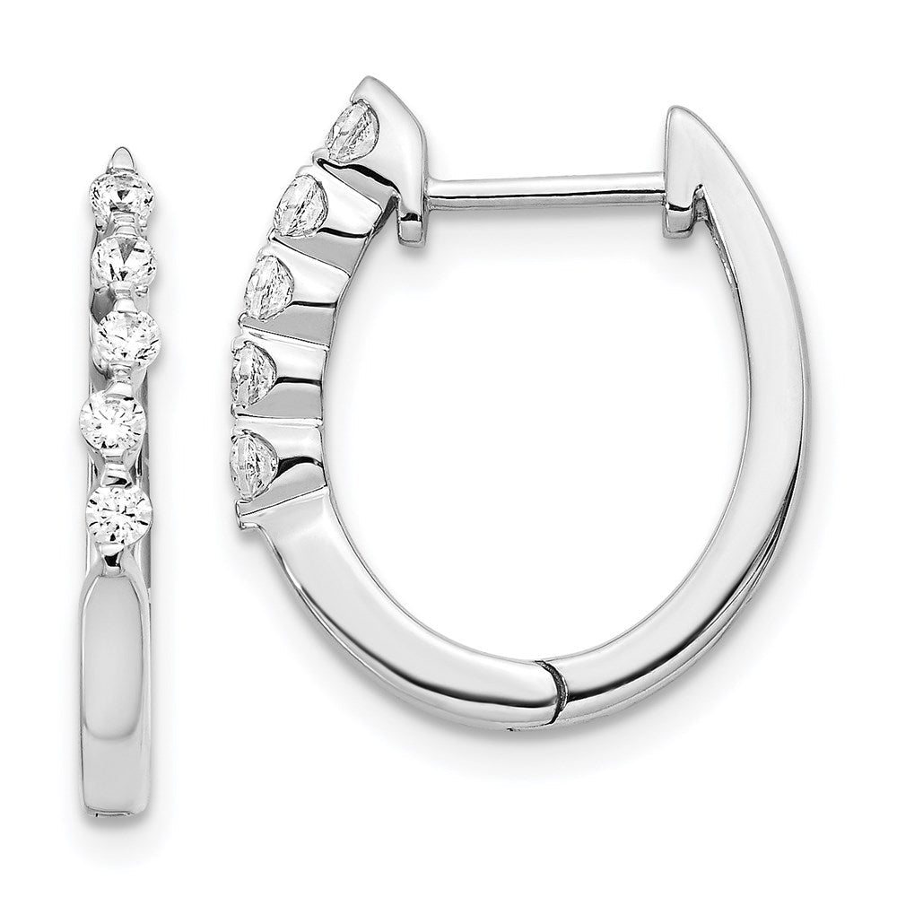 14k White Gold Real Diamond Hinged Hoop Earrings EM5402-025-WA