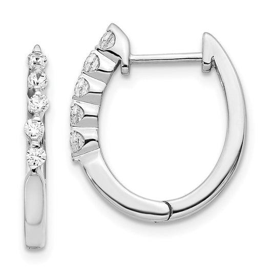 14k White Gold Real Diamond Hinged Hoop Earrings EM5402-025-WA