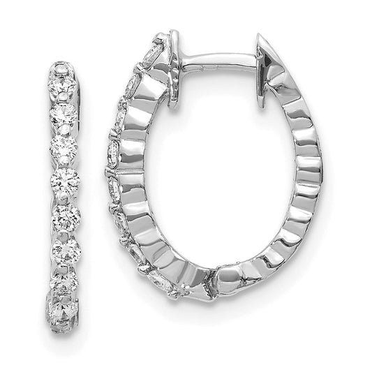 14k White Gold AA Real Diamond Hinged Hoop Earrings EM5408-025-WA