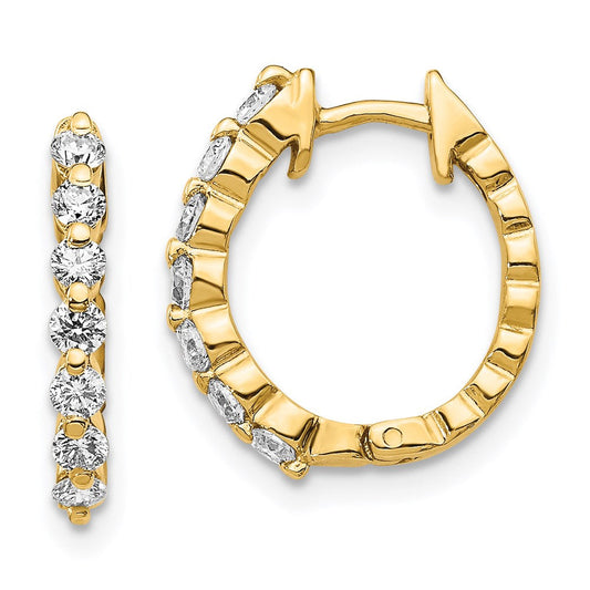 14k Yellow Gold Real Diamond Hinged Hoop Earrings EM5409-050-YA