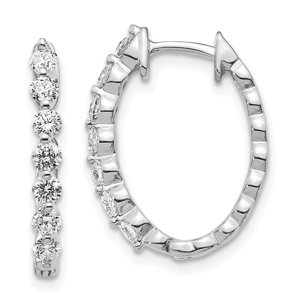 14k White Gold AA Real Diamond Hinged Hoop Earrings EM5410-075-WA