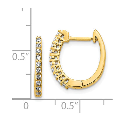 Solid 14k Yellow Gold Simulated CZ Hinged Hoop Earrings