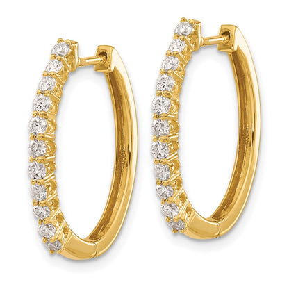 Solid 14k Yellow Gold Simulated CZ Hinged Hoop Earrings