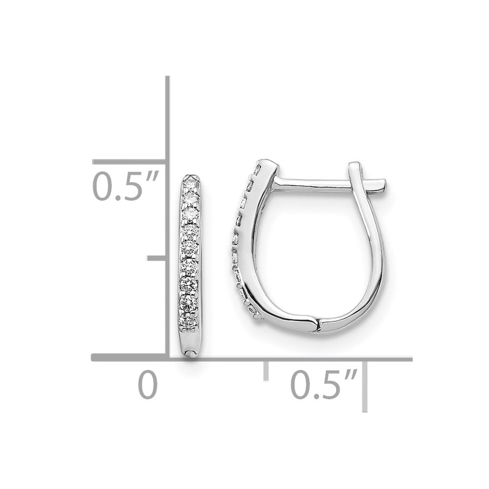 Solid 14k White Gold Simulated CZ Hinged Hoop Earrings