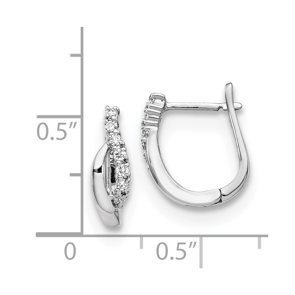 Solid 14k White Gold Simulated CZ Hinged Earrings