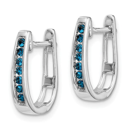 Solid 14k White Gold Simulated CZ 3mm Hinged Hoop Earrings