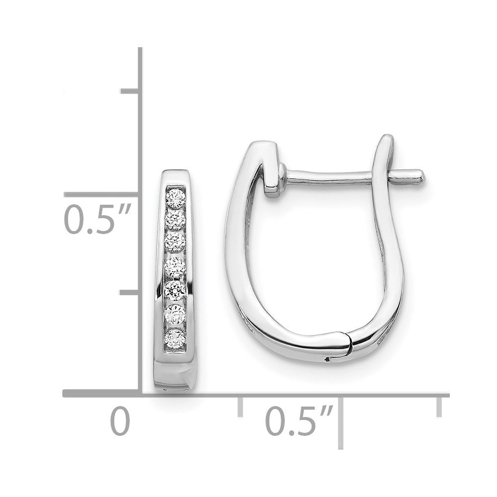 Solid 14k White Gold Simulated CZ 3mm Hinged Hoop Earrings