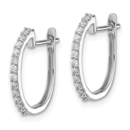 Solid 14k White Gold Simulated CZ 1.3mm Hinged Hoop Earrings