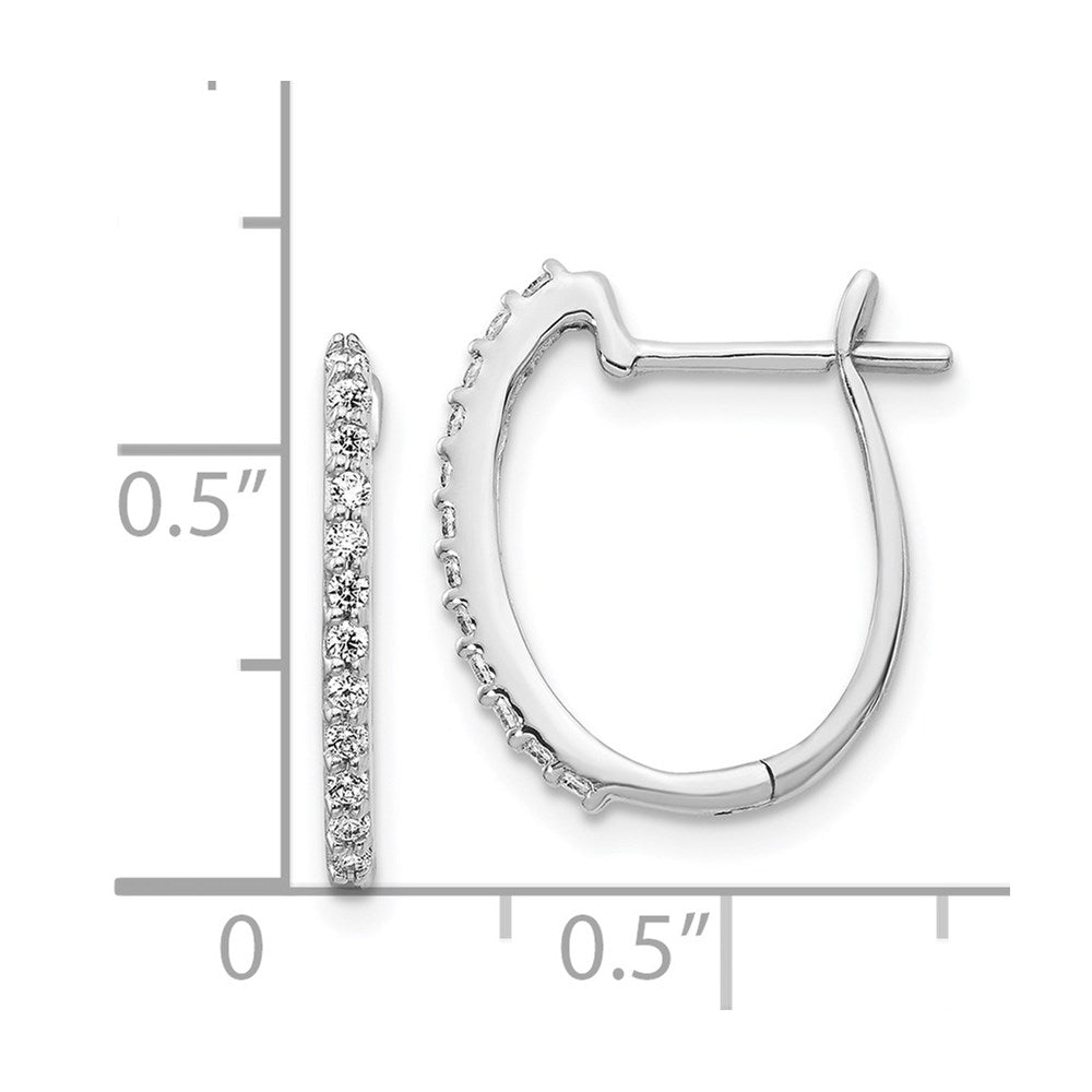Solid 14k White Gold Simulated CZ 1.3mm Hinged Hoop Earrings