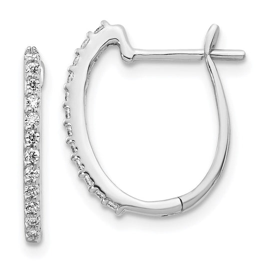 14k White Gold Real Diamond 1.3mm Hinged Hoop Earrings EM5416-020-WA