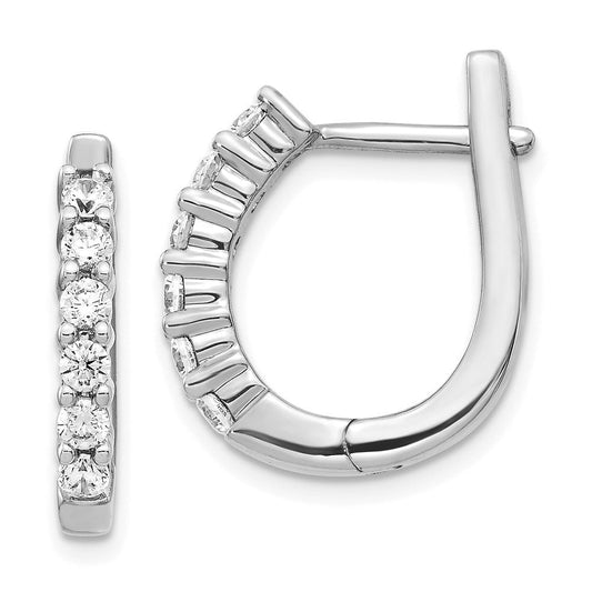 14k White Gold Real Diamond Hinged Hoop Earrings EM5418-075-WA