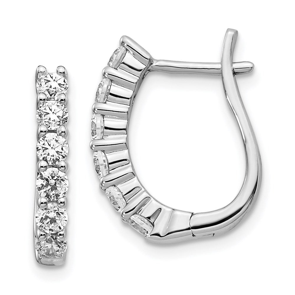 14k White Gold Real Diamond Hinged Hoop Earrings EM5419-100-WA