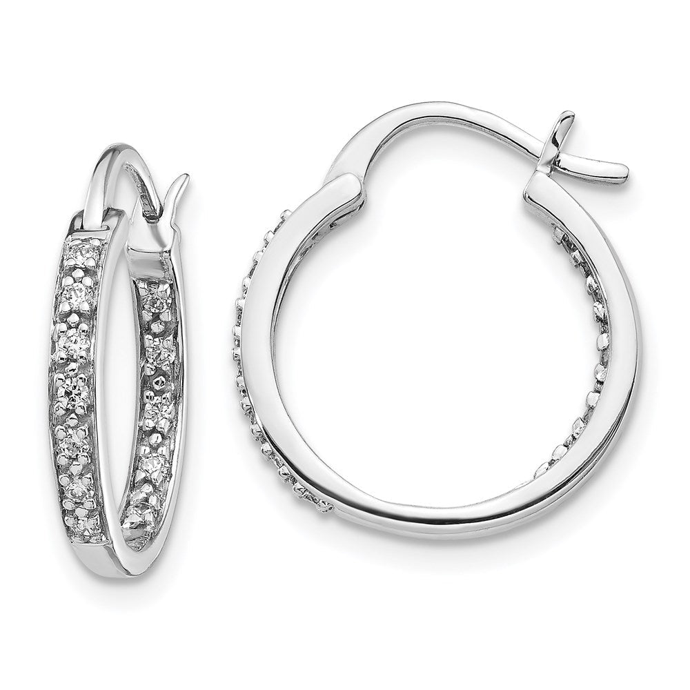 14k White Gold Real Diamond In/Out Hoop Earrings EM5423-025-WA
