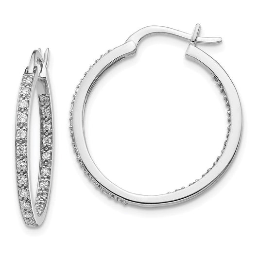 14k White Gold Real Diamond In/Out Hoop Earrings EM5423-050-WA