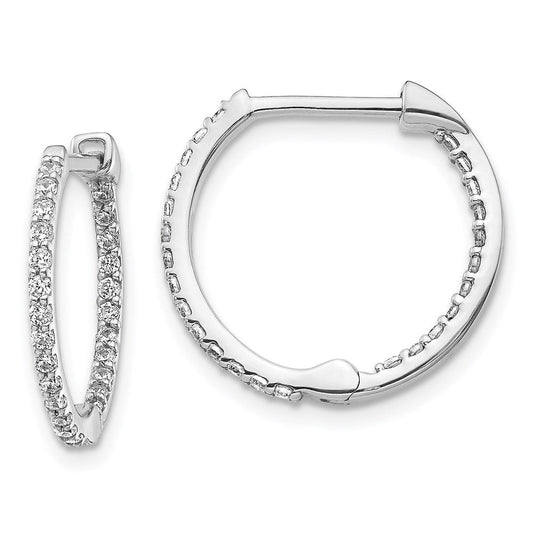 14k White Gold Real Diamond In/Out Hinged Hoop Earrings EM5425-050-WA