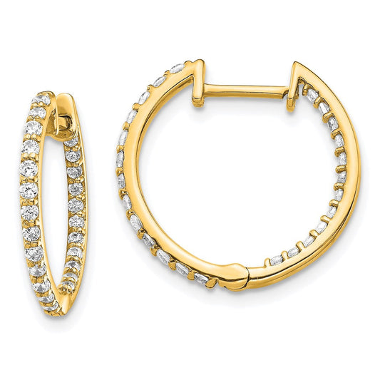 14k Yellow Gold Real Diamond In/Out Hinged Hoop Earrings EM5425-062-YA