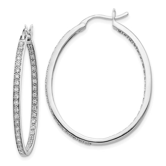 14k White Gold Real Diamond In/Out Hoop Earrings EM5427-075-WA