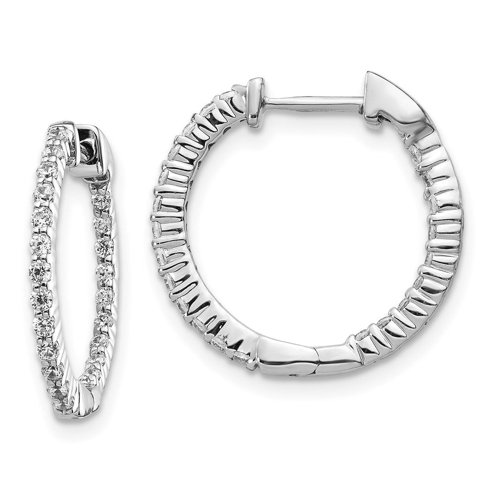 14k White Gold Polished Real Diamond In/Out Hinged Hoop Earrings EM5430-050-WA