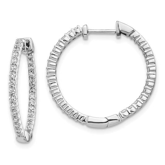 14k White Gold Polished Real Diamond In/Out Hinged Hoop Earrings EM5431-062-WA