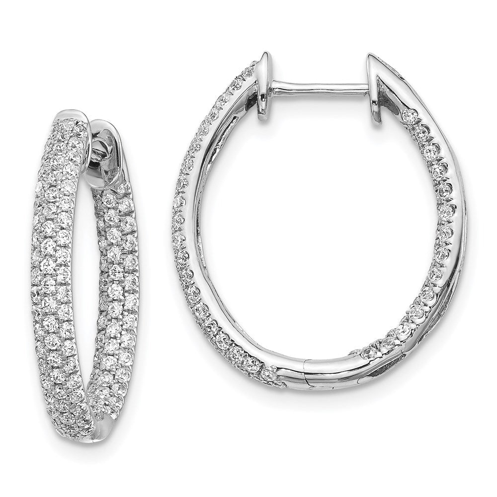 14k White Gold Real Diamond In/Out Hinged Hoop Earrings EM5437-125-WA