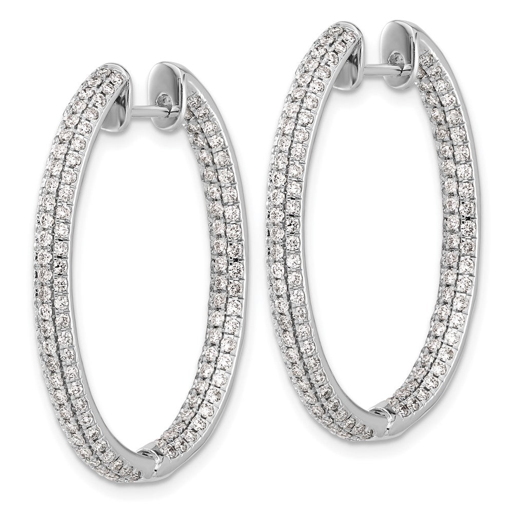 Solid 14k White Gold Simulated CZ In/Out Hinged Hoop Earrings