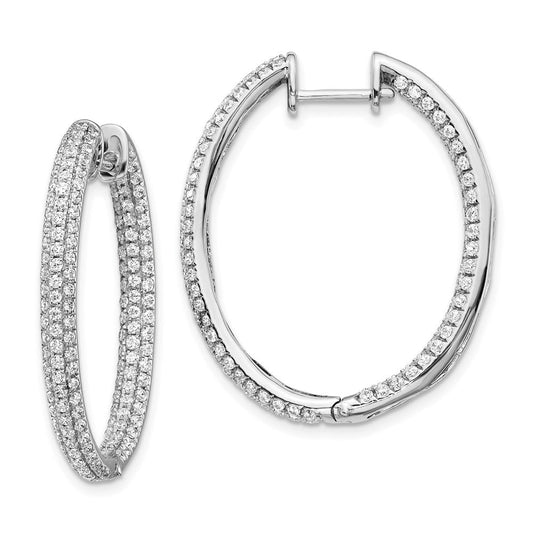 14k White Gold Real Diamond In/Out Hinged Hoop Earrings EM5437-220-WA