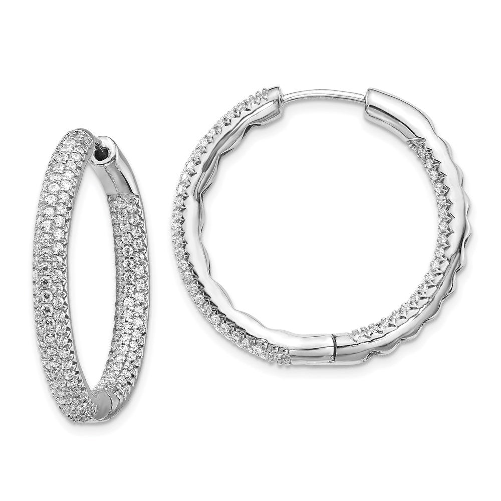 14k White Gold 1 1/2Ctw Hinged Hoop Real Diamond Earrings EM5440-150-WA