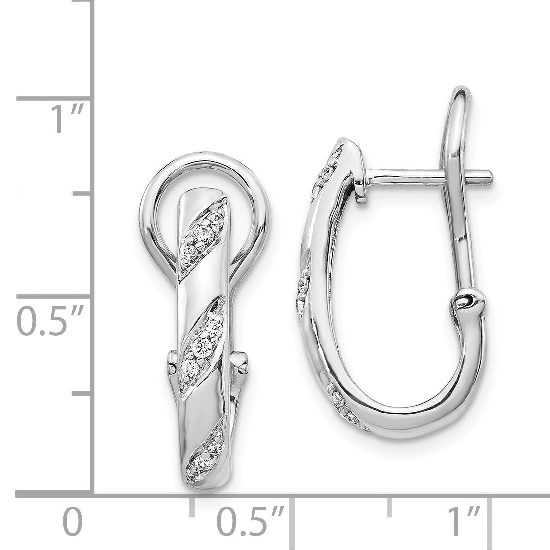 Solid 14k White Gold Simulated CZ Omega BacK Earrings