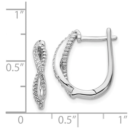 Solid 14k White Gold Simulated CZ and Twisted Rope Hinged Post Earrings